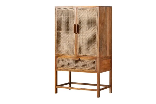 Highboard bambou manguier H : 140 cm tressage viennois Boho
