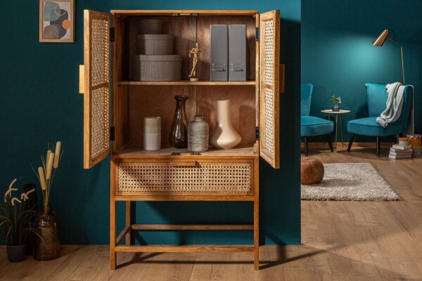 Highboard bambou manguier H : 140 cm tressage viennois Boho