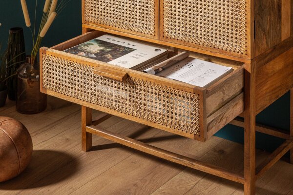 Highboard bambou manguier H : 140 cm tressage viennois Boho