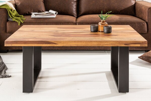 Table basse en bois de sheesham et métal 100 x 60 cm
