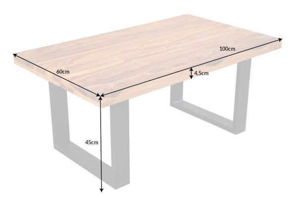 Table basse en bois de sheesham et métal 100 x 60 cm