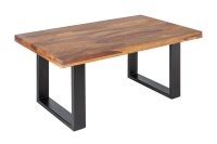Table basse en bois de sheesham et m&eacute;tal 100 x 60 cm