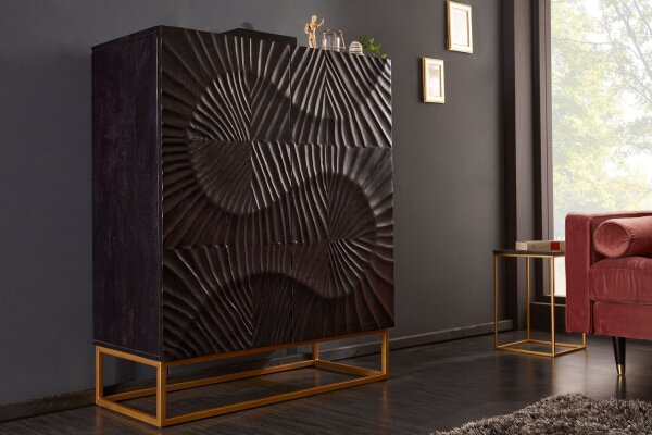 Highboard noir or 100 x 120 cm travail manuel bois métal