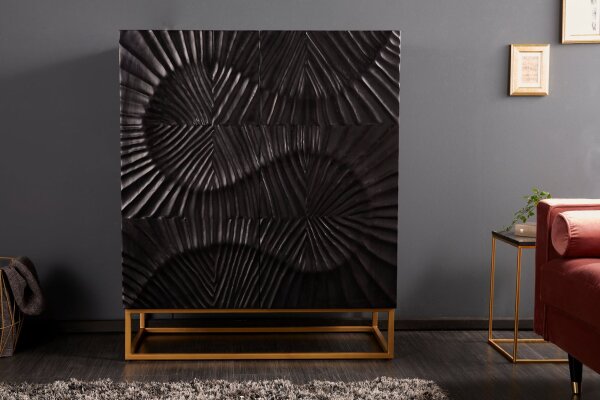 Highboard noir or 100 x 120 cm travail manuel bois métal