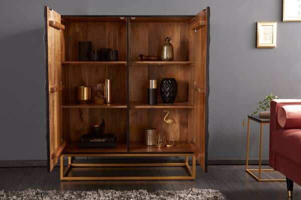 Highboard noir or 100 x 120 cm travail manuel bois métal