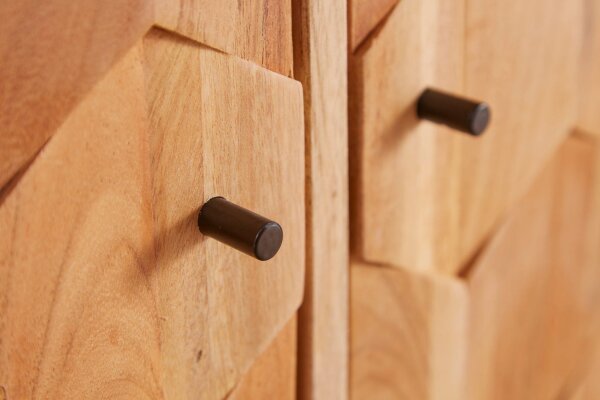 Highboard bois acacia 118 x 140 cm façade 3D tiroirs portes