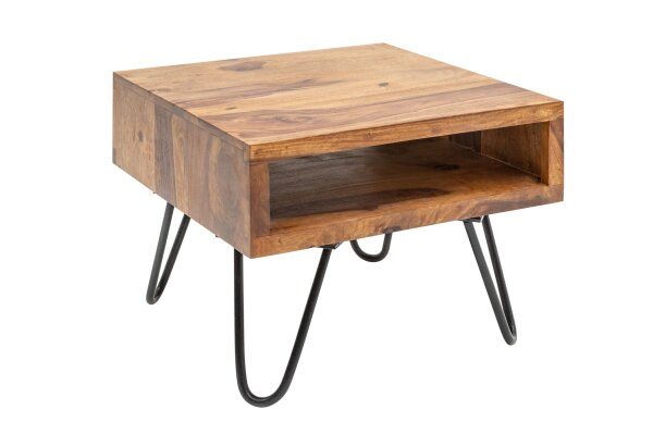 Table dappoint bois de sheesham métal 45 x 35 cm