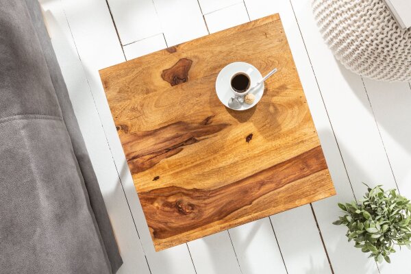 Table dappoint bois de sheesham métal 45 x 35 cm