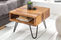 Table dappoint bois de sheesham métal 45 x 35 cm