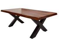 Table basse en bois de sheesham et m&eacute;tal, bord...