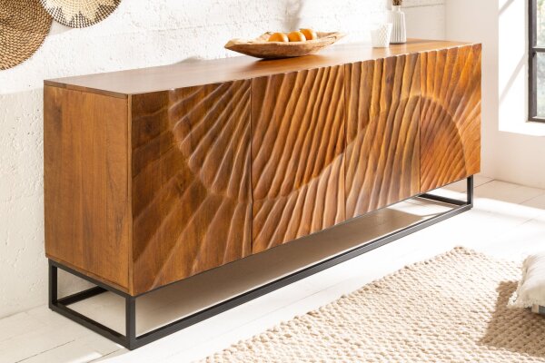 Buffet bois de manguier métal 177 x 76 cm fait main