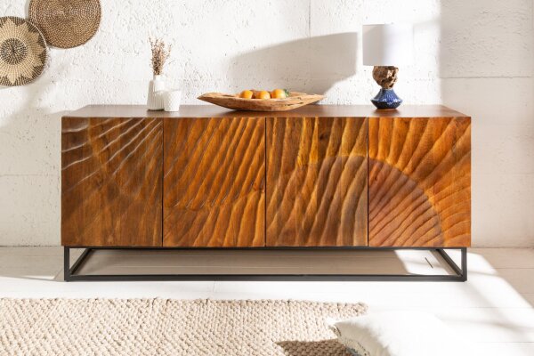 Buffet bois de manguier métal 177 x 76 cm fait main