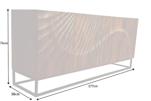 Buffet bois de manguier métal 177 x 76 cm fait main