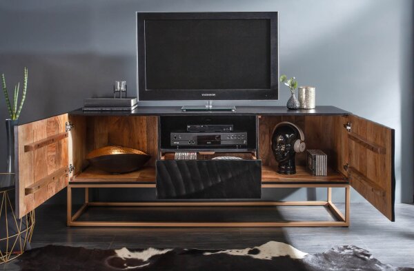 Tableau de télévision noir or 160 cm travail manuel bois métal