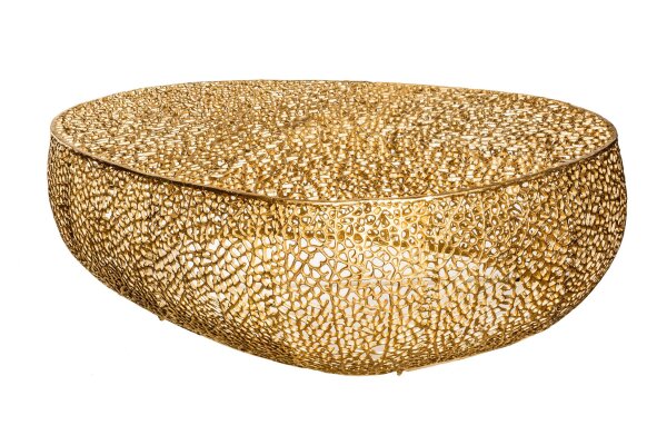Table basse en métal doré 122 x 122 cm artisanale