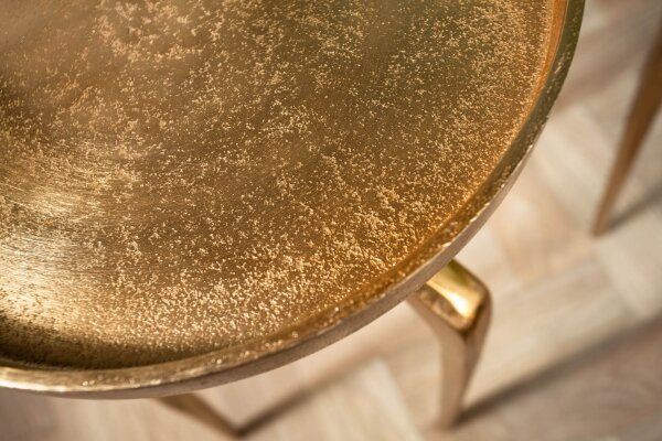 Set de 2 tables dappoint en métal doré rond fait main