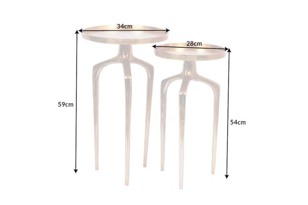 Set de 2 tables dappoint en métal doré rond fait main