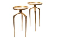 Set de 2 tables dappoint en m&eacute;tal dor&eacute; rond...