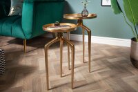 Set de 2 tables dappoint en métal doré rond...