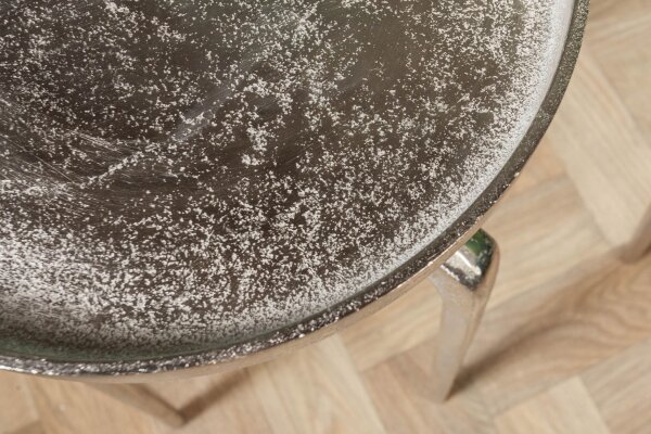 Set de 2 tables dappoint rondes en métal argenté fait main