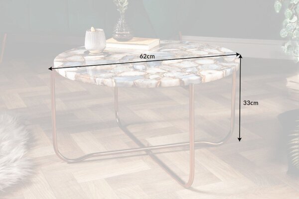 Table basse agate métal ronde Ø 62 cm artisanale