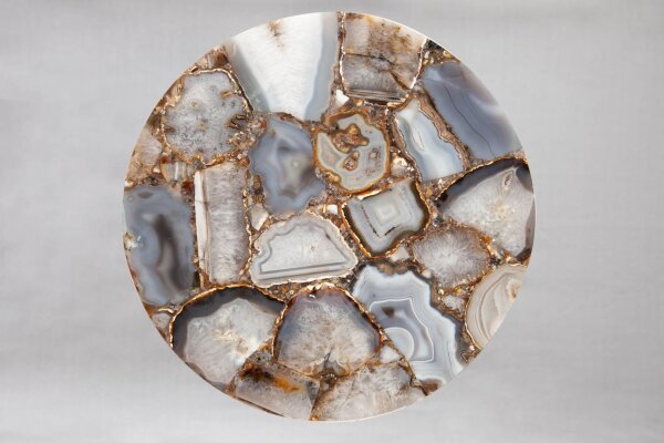 Table dappoint agate métal multicolore or 35x35 cm