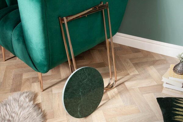 Table dappoint en marbre métal vert or 35 x 35 cm