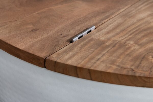 Table basse en bois dacacia métal naturel blanc 60x60 cm artisanale