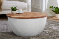 Table basse en bois dacacia métal naturel blanc...