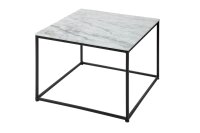 Table basse en marbre m&eacute;tal blanc noir 50 x 50 cm