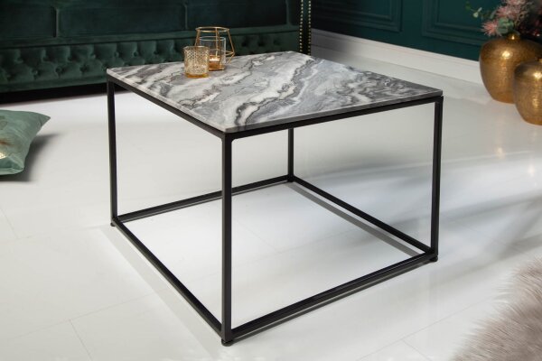 Table basse en marbre métal gris noir 50 x 50 cm