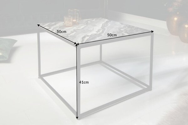 Table basse en marbre métal gris noir 50 x 50 cm