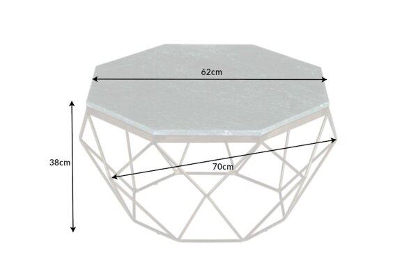 Table basse en marbre métal gris noir 70 x 70 cm