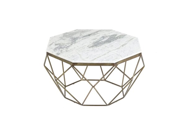 Table basse en marbre métal blanc noir 70 x 70 cm