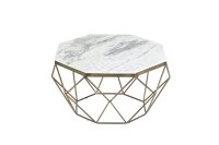 Table basse en marbre m&eacute;tal blanc noir 70 x 70 cm