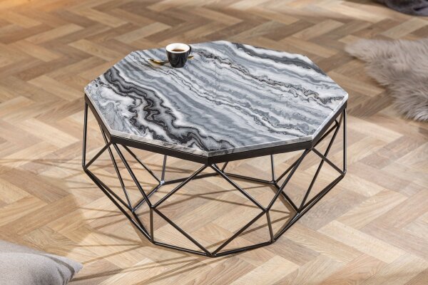 Table basse en marbre métal vert noir 70 x 70 cm