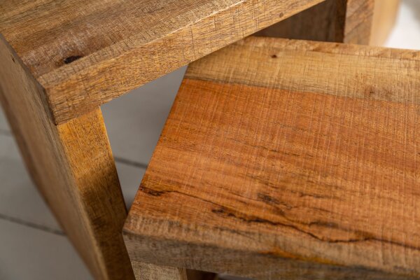 Table dappoint en bois de manguier naturel massif (set de 3)