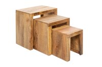 Table dappoint en bois de manguier naturel massif (set de 3)