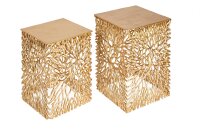 Set de 2 tables dappoint en m&eacute;tal dor&eacute; fait...
