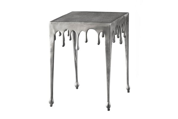 Table dappoint en aluminium argenté 34 x 34 cm