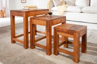 Set de 3 tables dappoint en bois de sheesham naturel