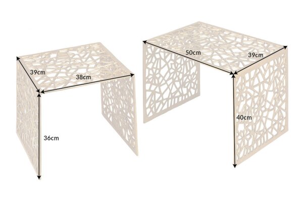 Table basse set de 2 pièces en métal doré anguleux fait main