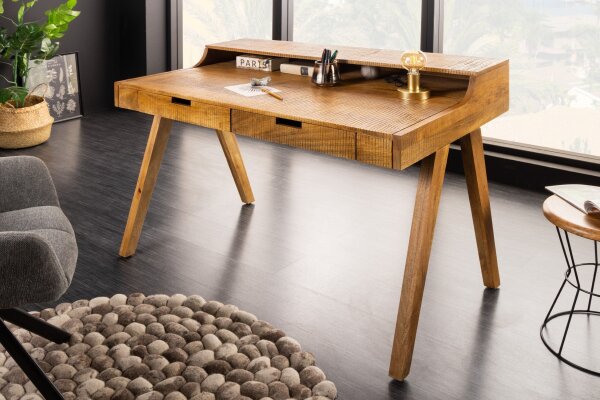 Bureau avec tiroir en bois de manguier naturel 120x86 cm