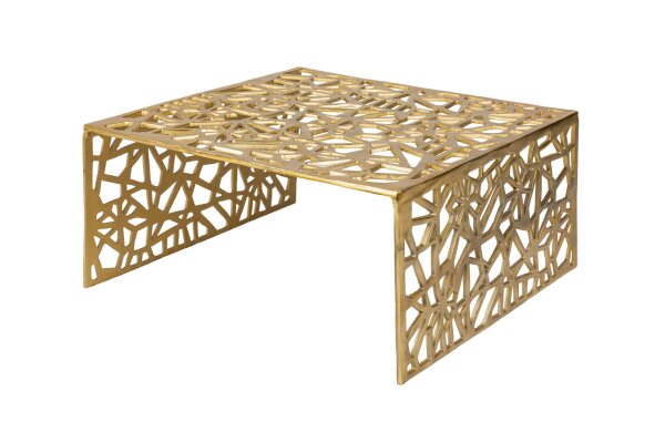 Table basse en métal doré 60 x 60 cm artisanale
