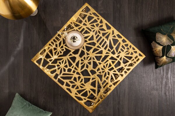 Table basse en métal doré 60 x 60 cm artisanale
