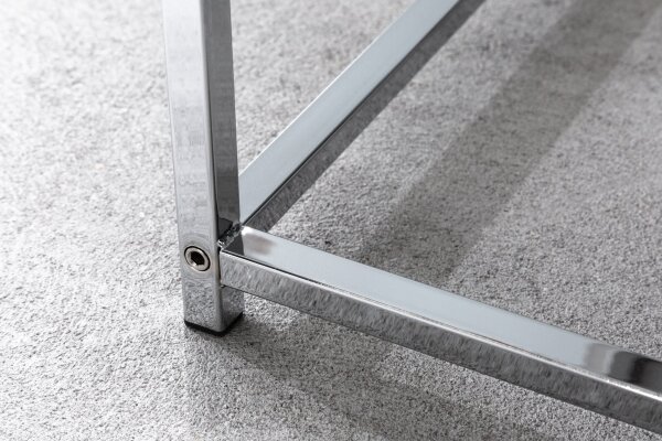Table basse 2 pièces MDF métal blanc chrome avec plateaux