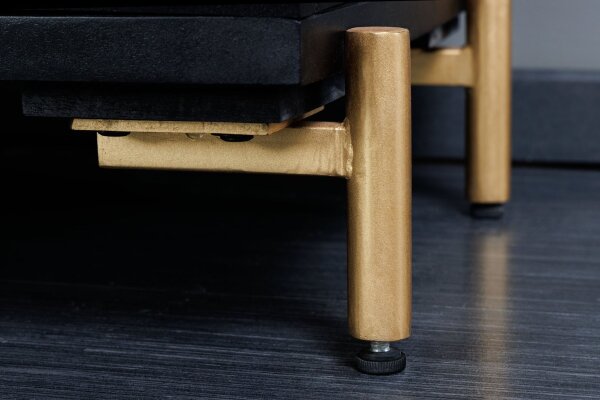 Buffet 160 cm bois métal noir cuivre or artisanat