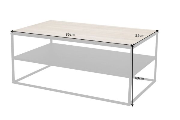 Table basse bois (chêne) métal en noir naturel 95x55 cm