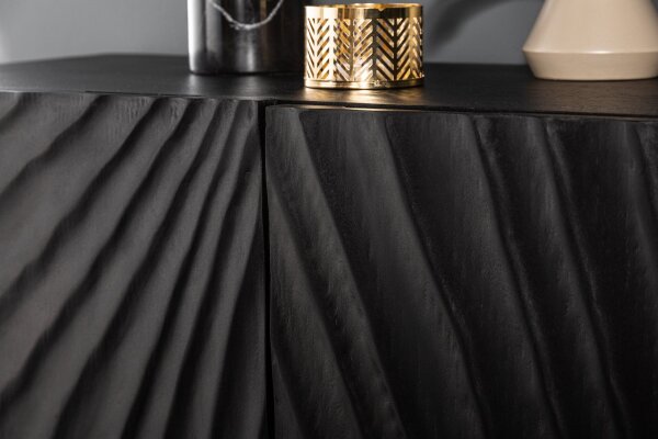 Buffet noir or 140 x 75 cm bois métal fait main