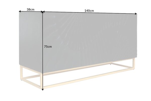 Buffet noir or 140 x 75 cm bois métal fait main